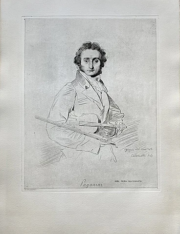 Luigi Calamatta, Paganini, lapis manner engraving, 19th century