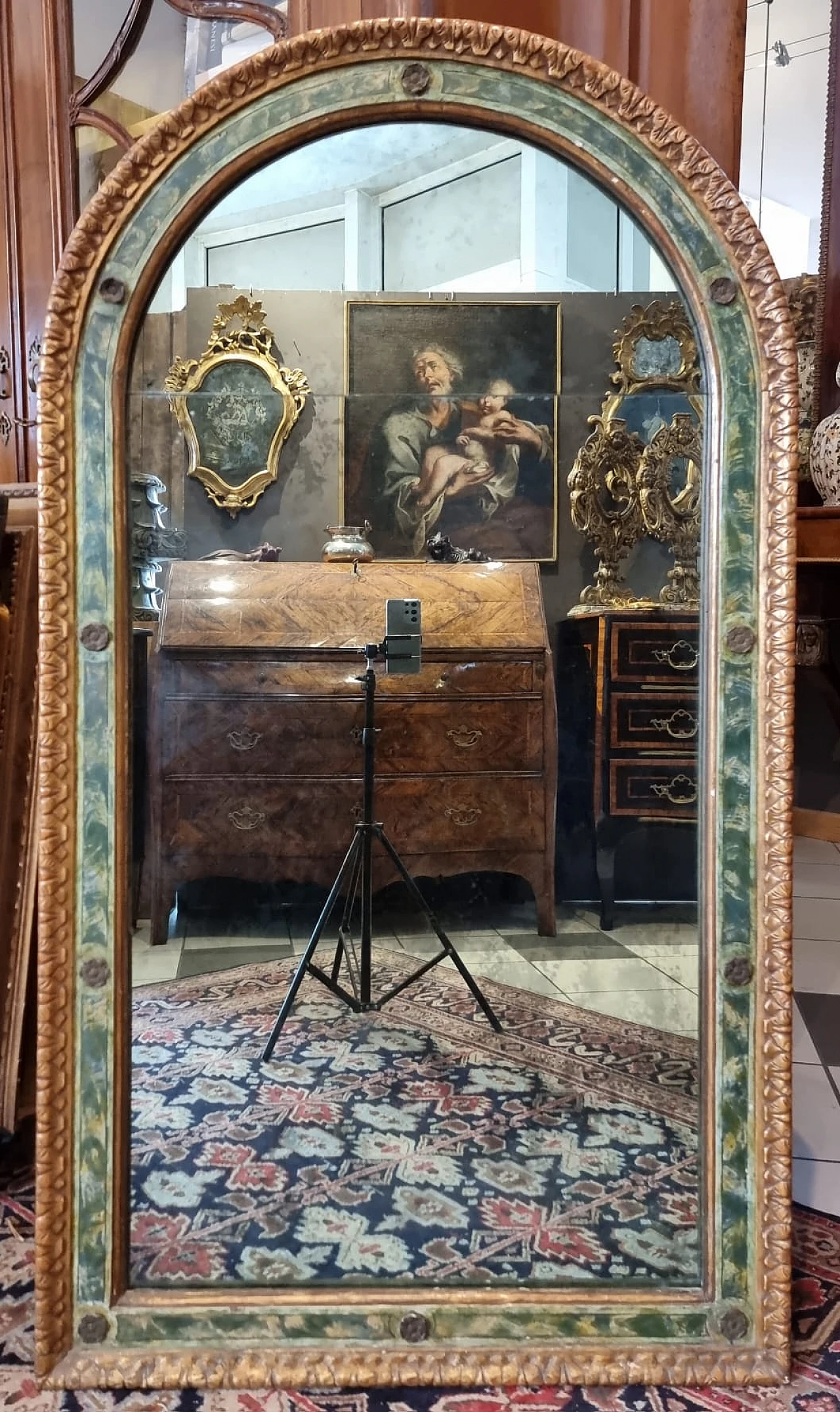 Marche faux marble and gold leaf mirror, 18th century 1
