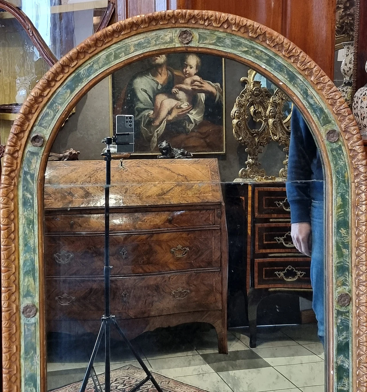 Marche faux marble and gold leaf mirror, 18th century 2