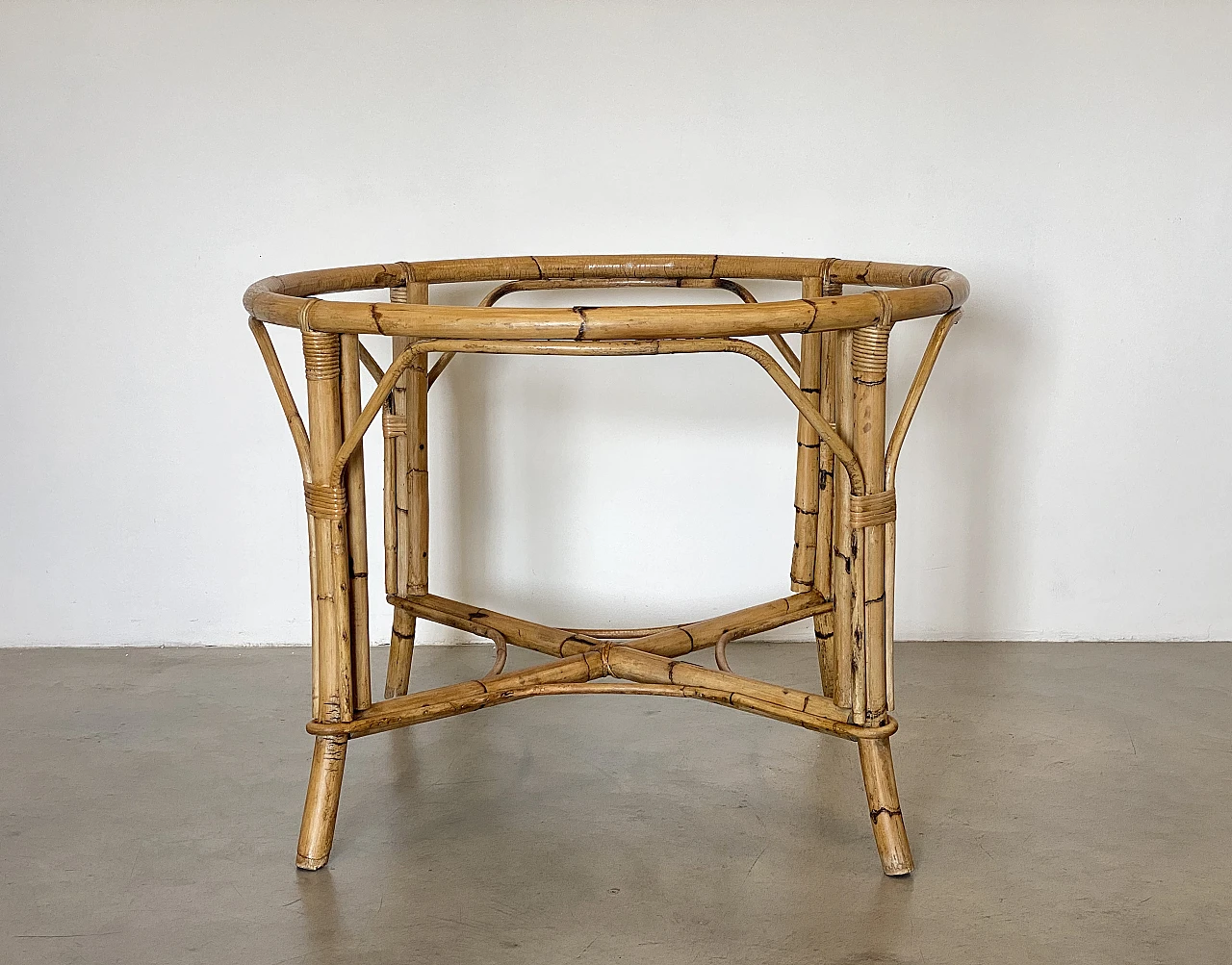 Bamboo game table with double-sided top, 1970s 1