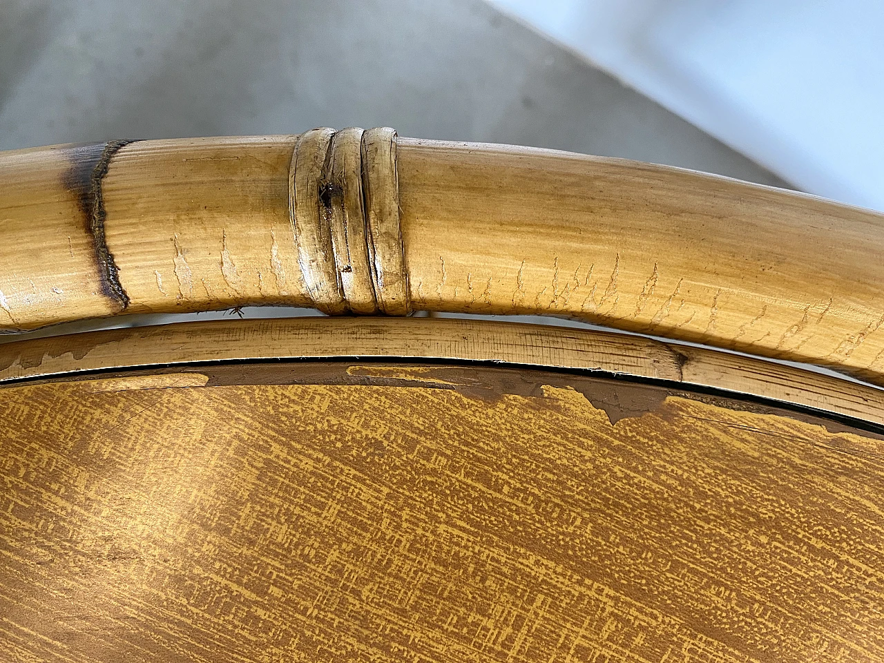 Bamboo game table with double-sided top, 1970s 3