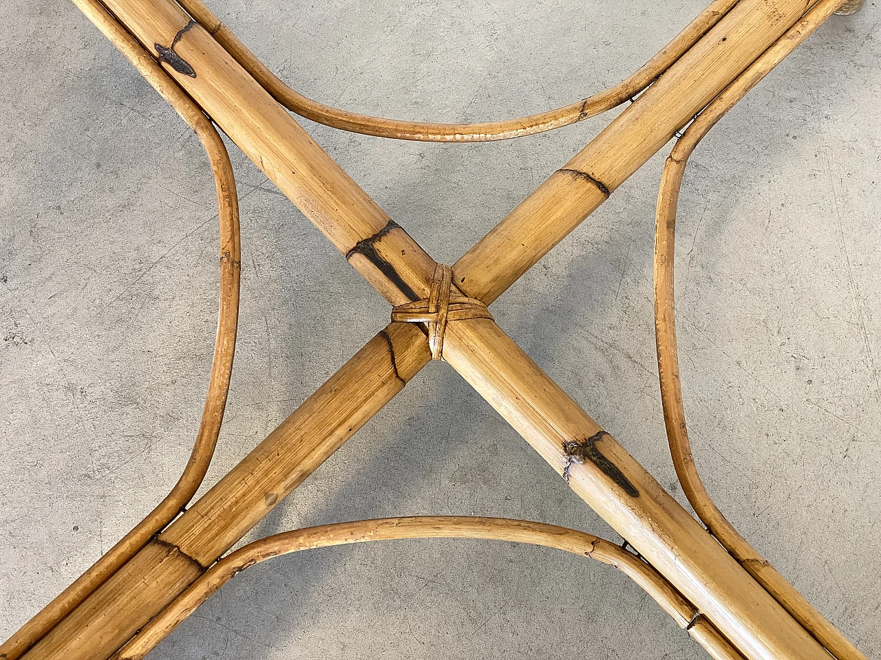 Bamboo game table with double-sided top, 1970s 4