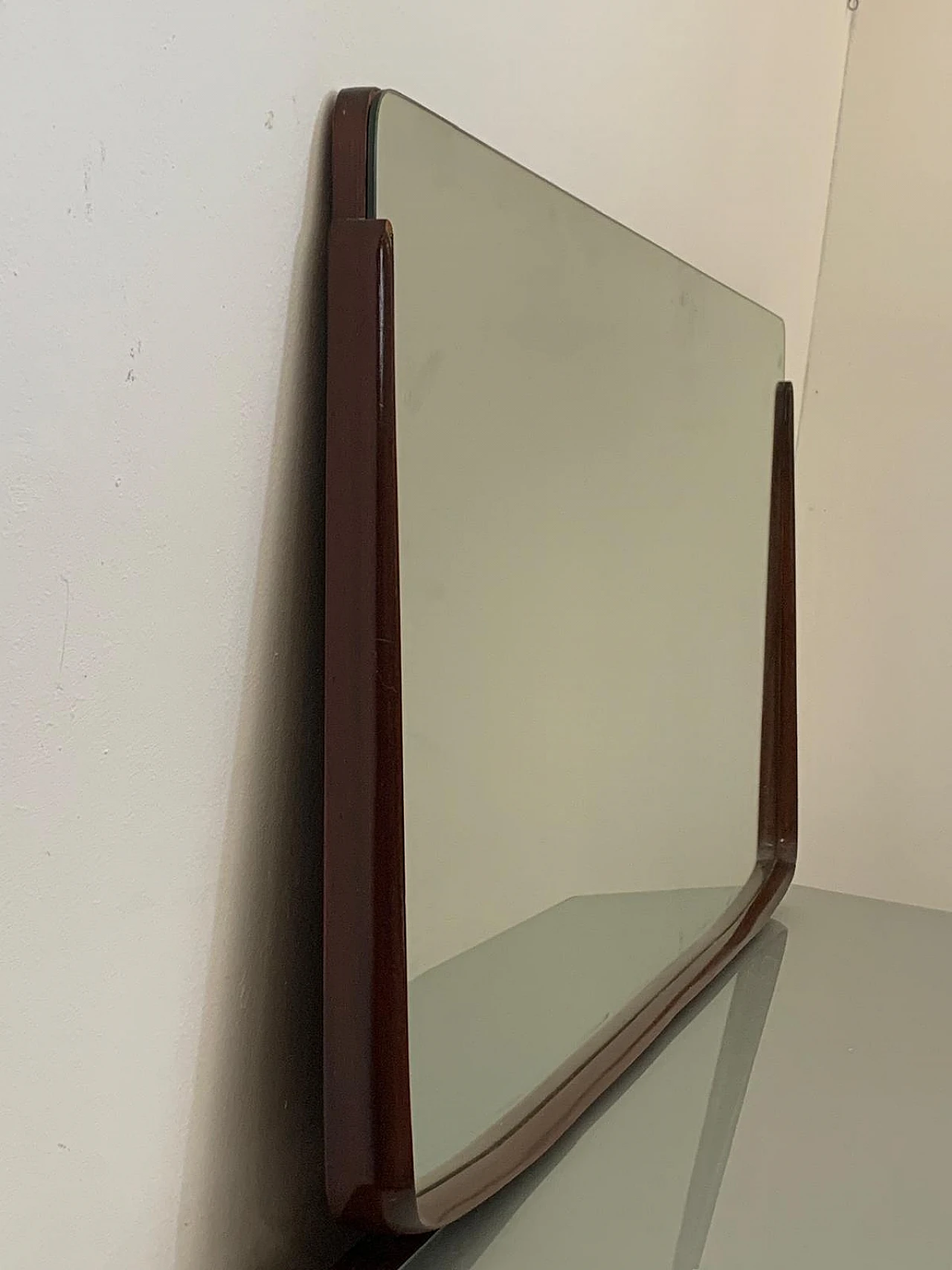 Console with mirror from the 1950s in mahogany and rosewood with brass 12