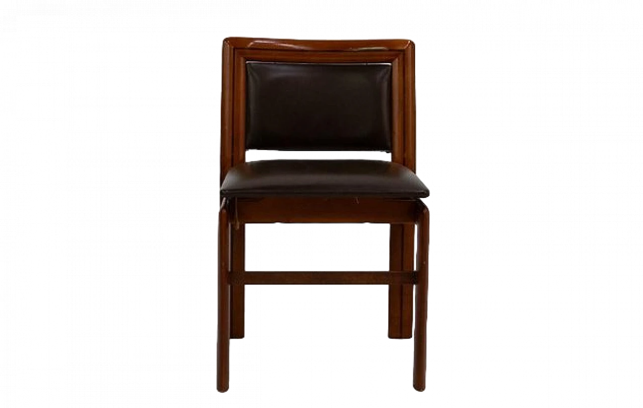 Wooden chair with leatherette seat and backrest, 1980s 8