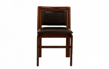 Wooden chair with leatherette seat and backrest, 1980s