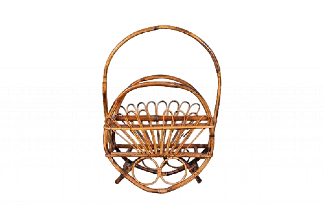 Magazine rack in bamboo and wicker, 1960s 6