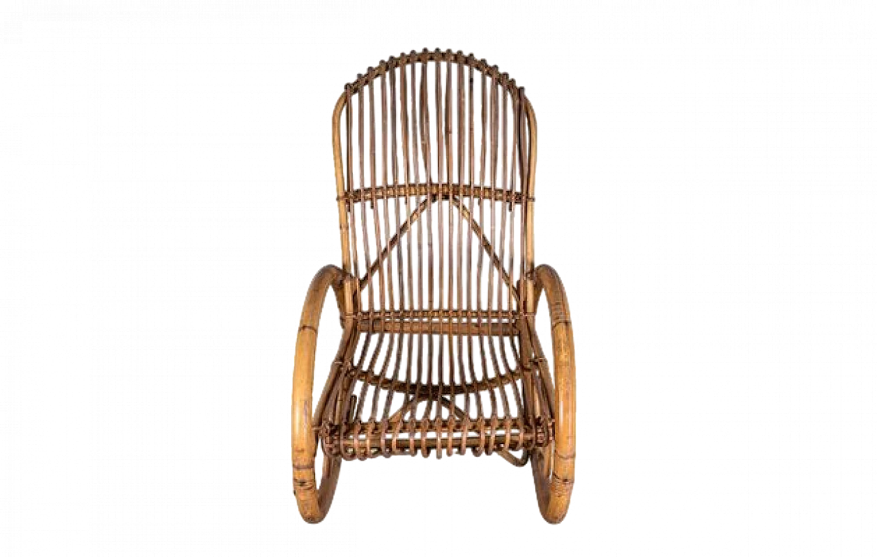 Bamboo rocking chair with armrests, 1970s 7