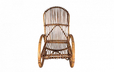 Bamboo rocking chair with armrests, 1970s