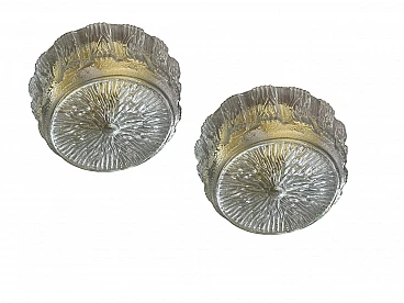Pair of transparent Murano glass ceiling lamps by Staff, 1970s