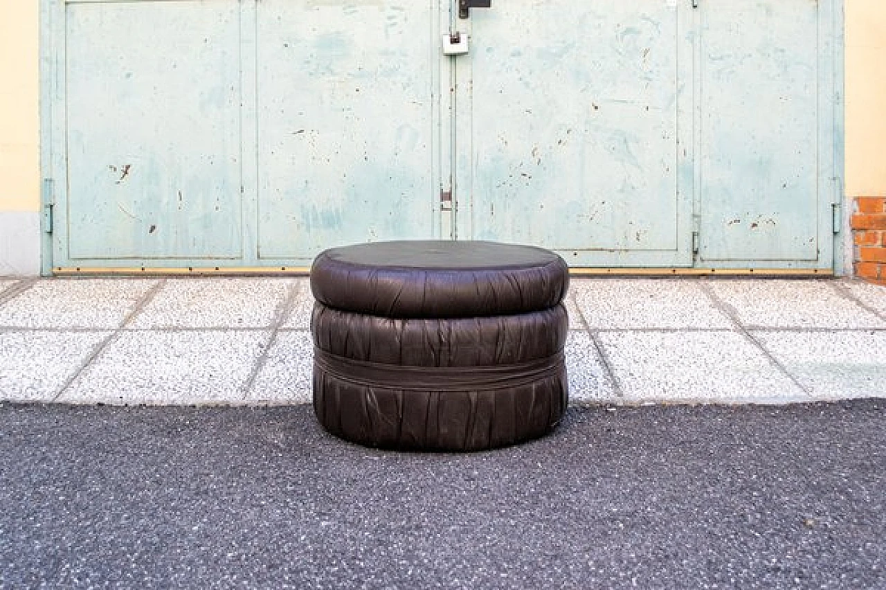 Pouf con scaletta e scomparto in vinile e legno, anni '60 1