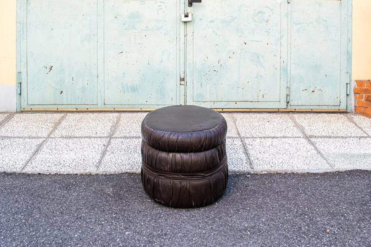 Pouf con scaletta e scomparto in vinile e legno, anni '60 2