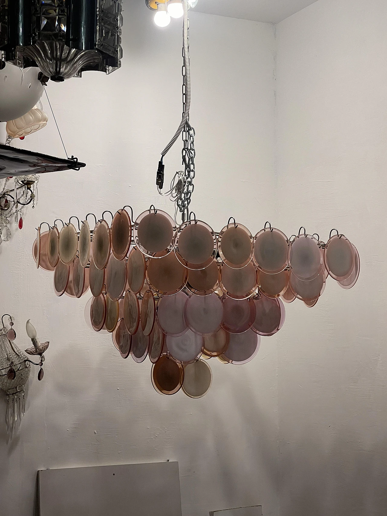 Murano glass disc chandelier, 1980s 2