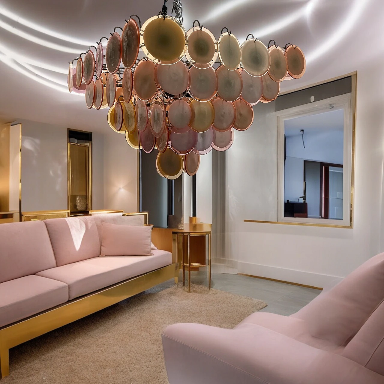 Murano glass disc chandelier, 1980s 4