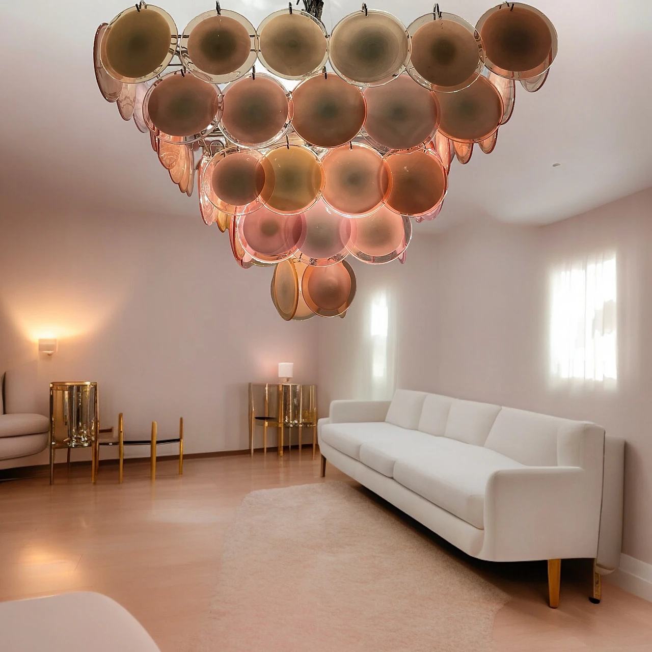 Murano glass disc chandelier, 1980s 6