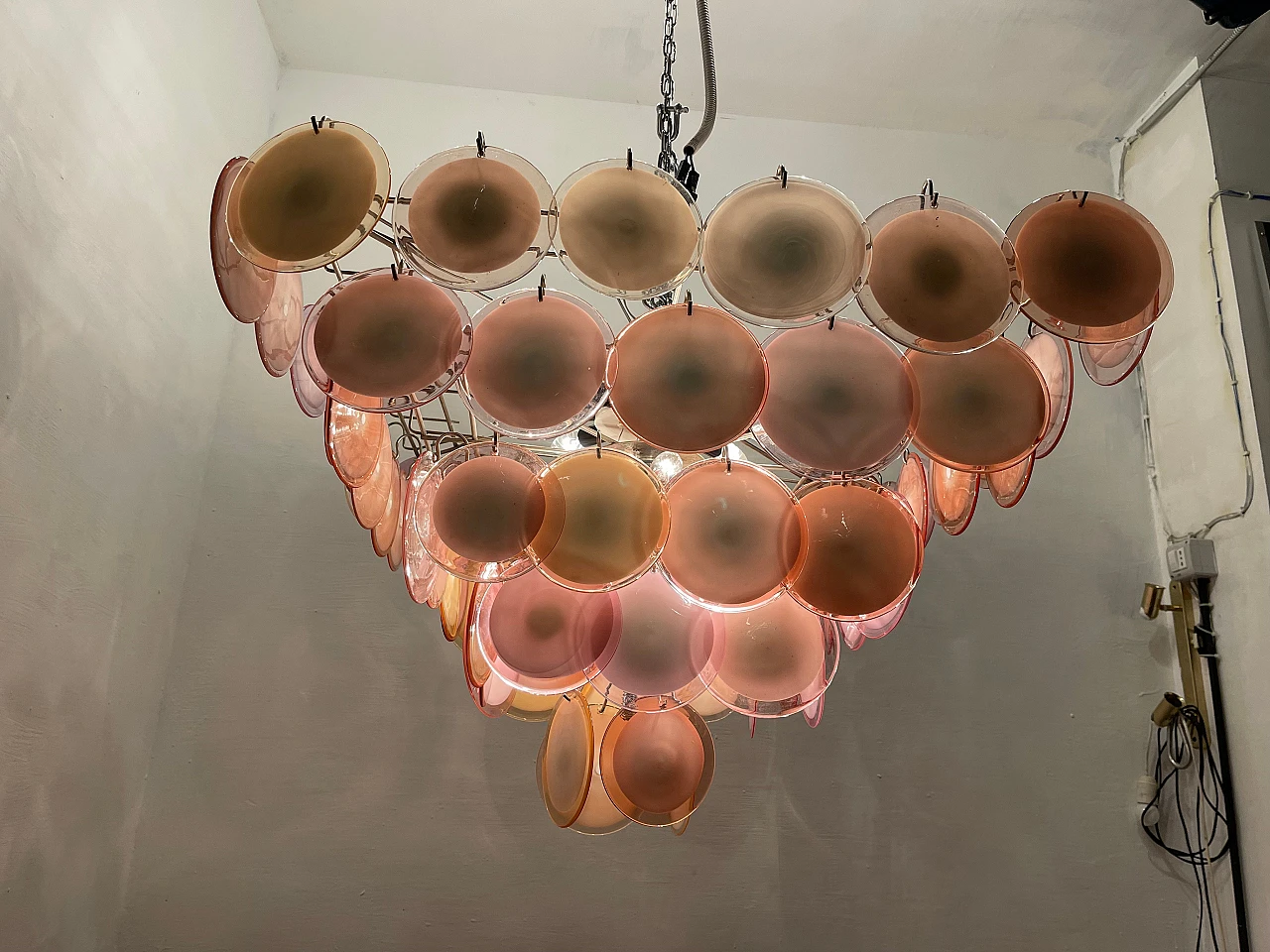 Murano glass disc chandelier, 1980s 8