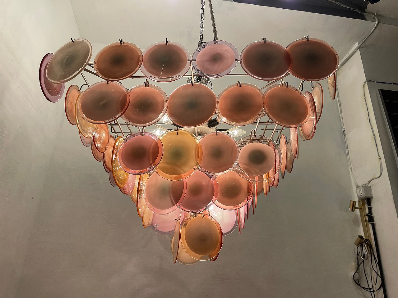 Murano glass disc chandelier, 1980s 13