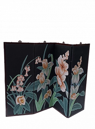 Four-panel silk floral screen, 1980s