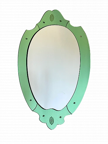 Mirror with green glass frame by Cristal Art, 1960s