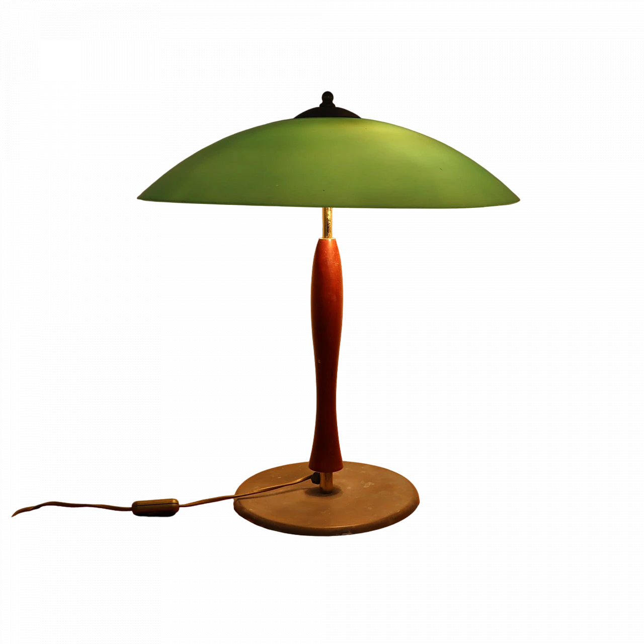 Cherry wood and brass table lamp, 2000s 8