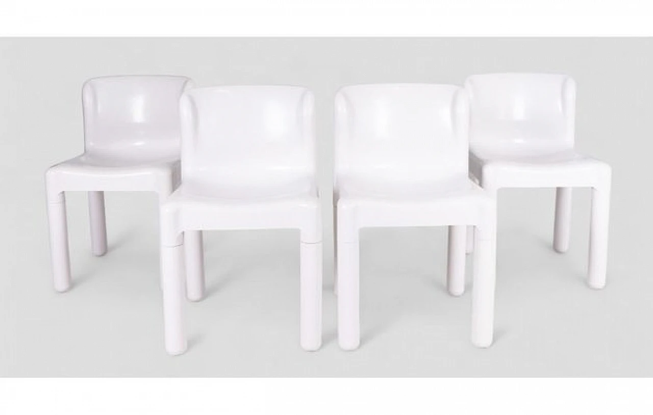 4 White chairs 4875 by Carlo Bartoli for Kartell, 1970s 2