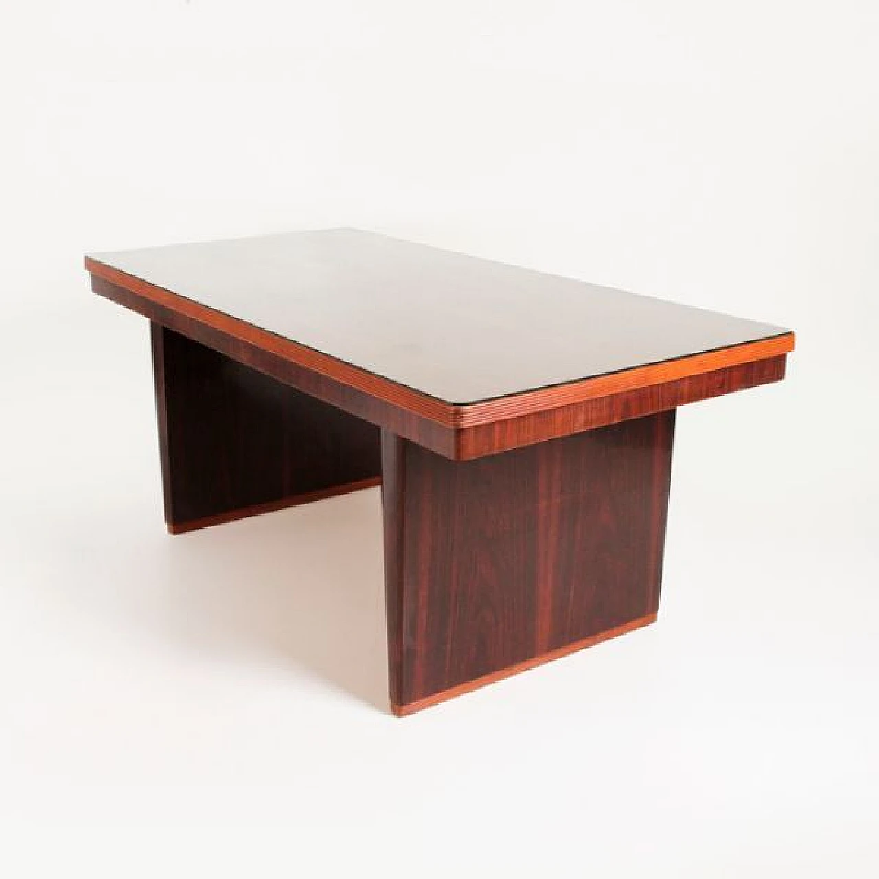 Wood table with glass top, 1950s 1