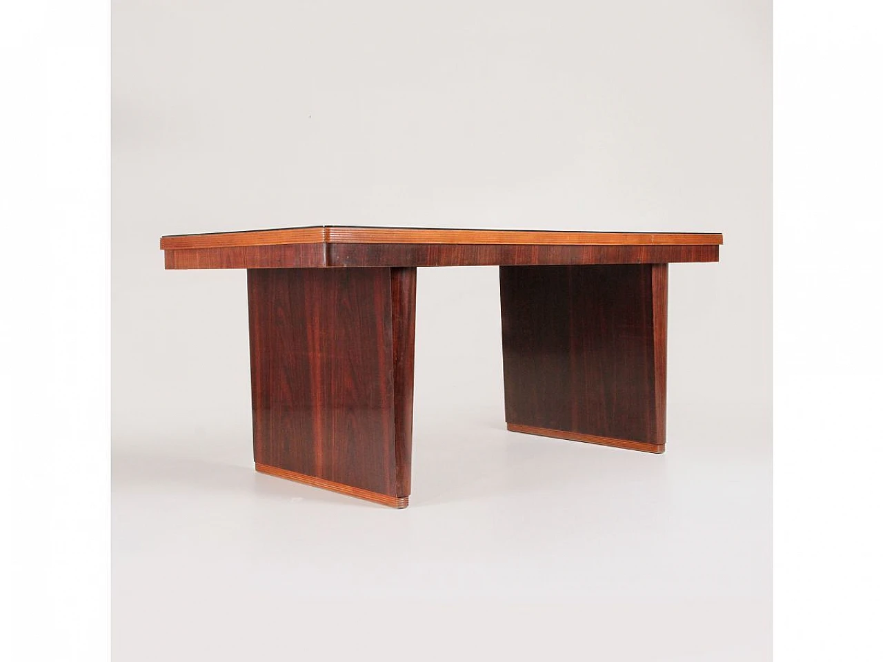 Wood table with glass top, 1950s 4