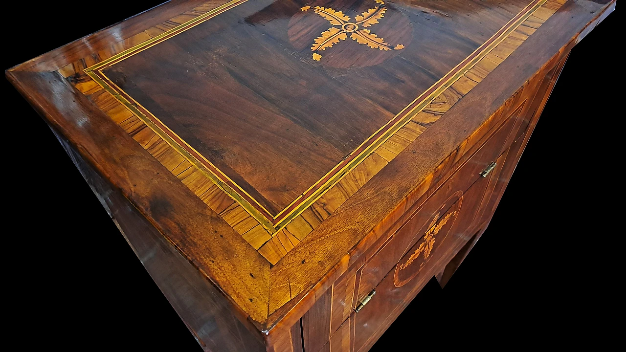 Inlaid bedside table in walnut, boxwood and bois de rose, 18th century 8