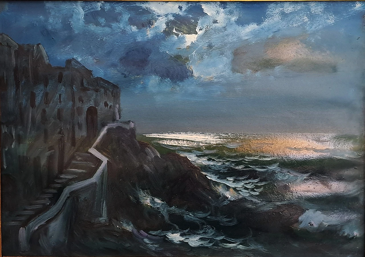 Giuseppe Caselli, San Giacomo di Riomaggiore, oil on paper, 1969 2