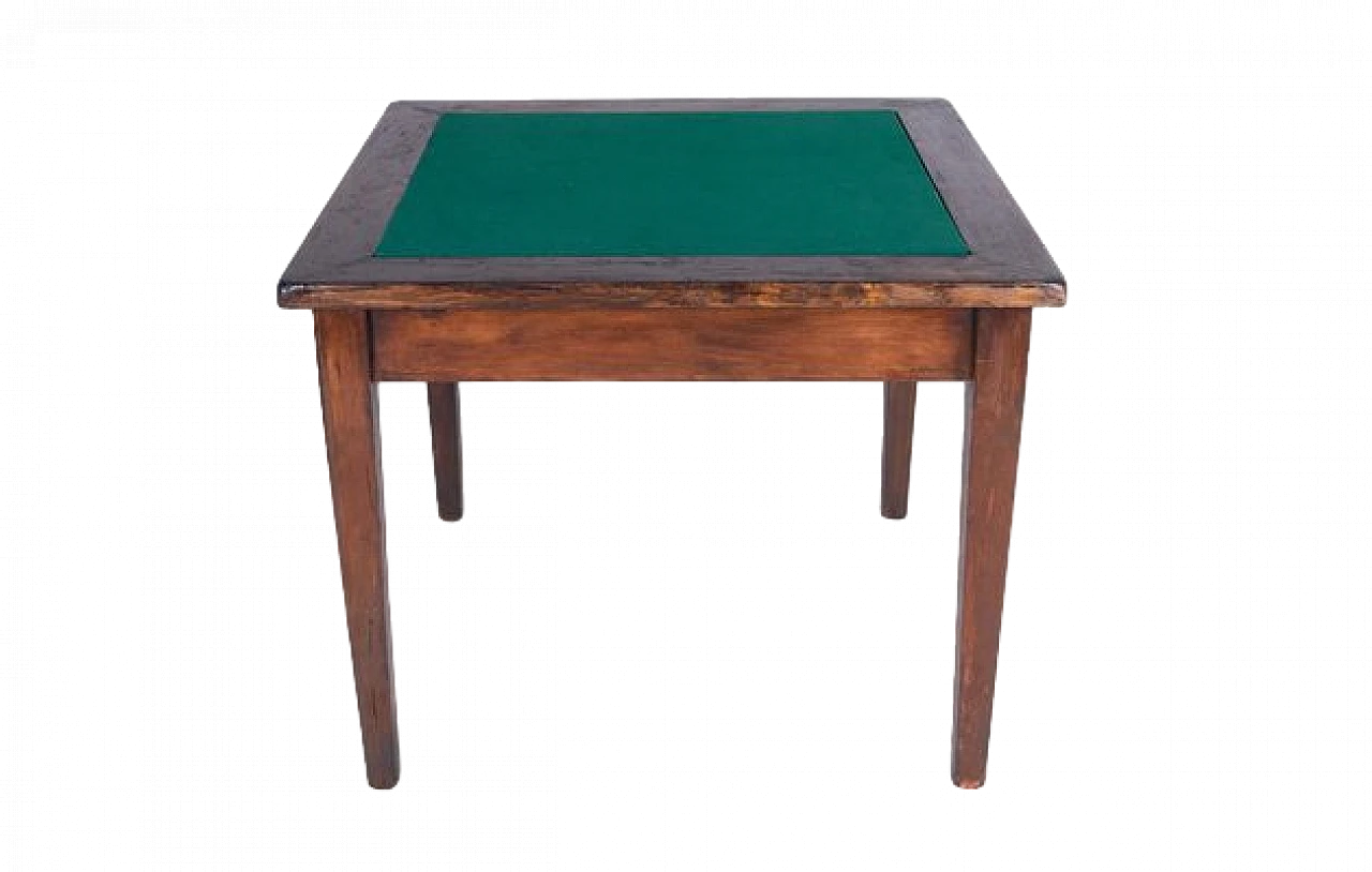 Square game table in solid wood and green felt, 2000s 7