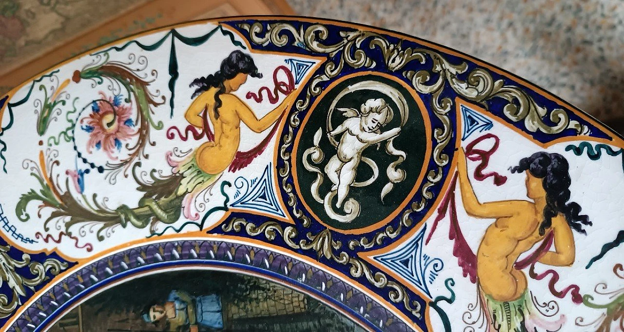 Majolica parade plate by Giuseppe Fiumi Faenza, 1920s 5