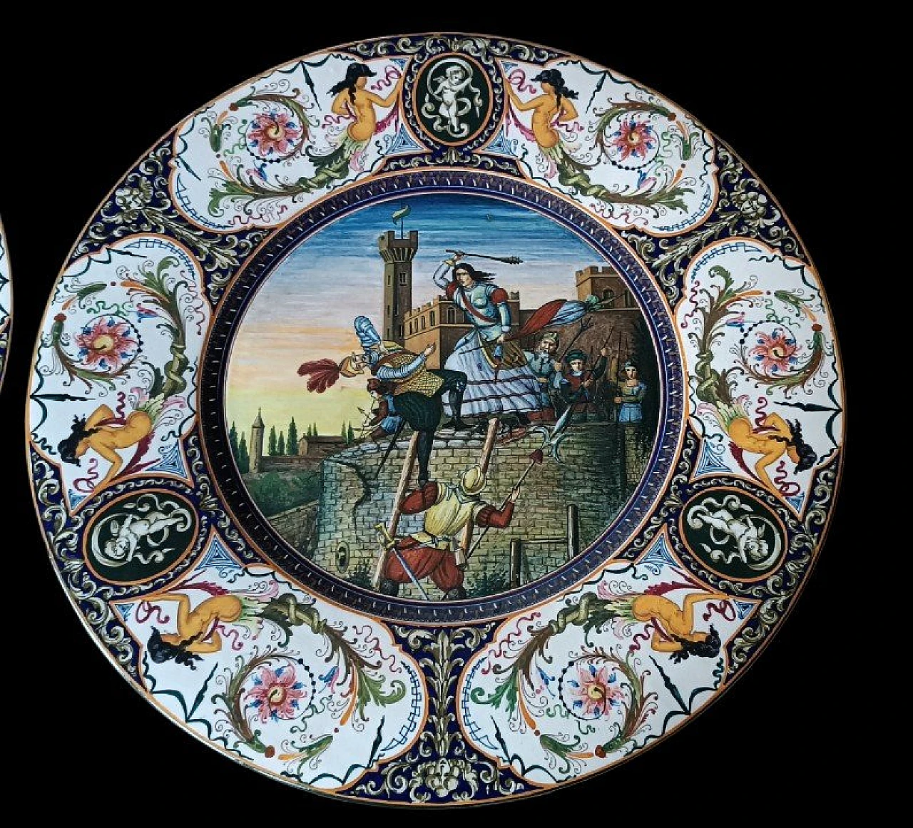 Majolica parade plate by Giuseppe Fiumi Faenza, 1920s 11