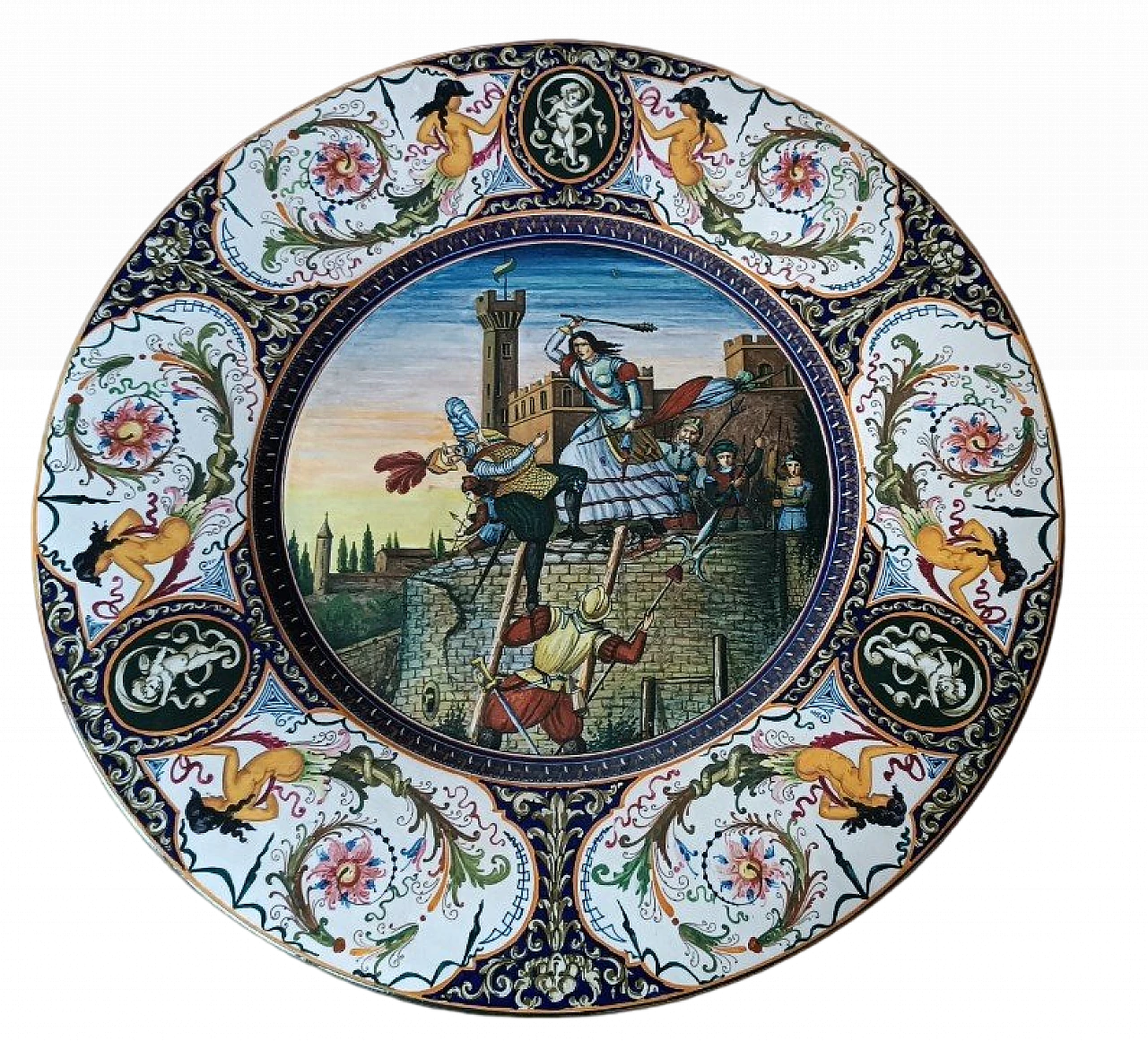 Majolica parade plate by Giuseppe Fiumi Faenza, 1920s 12