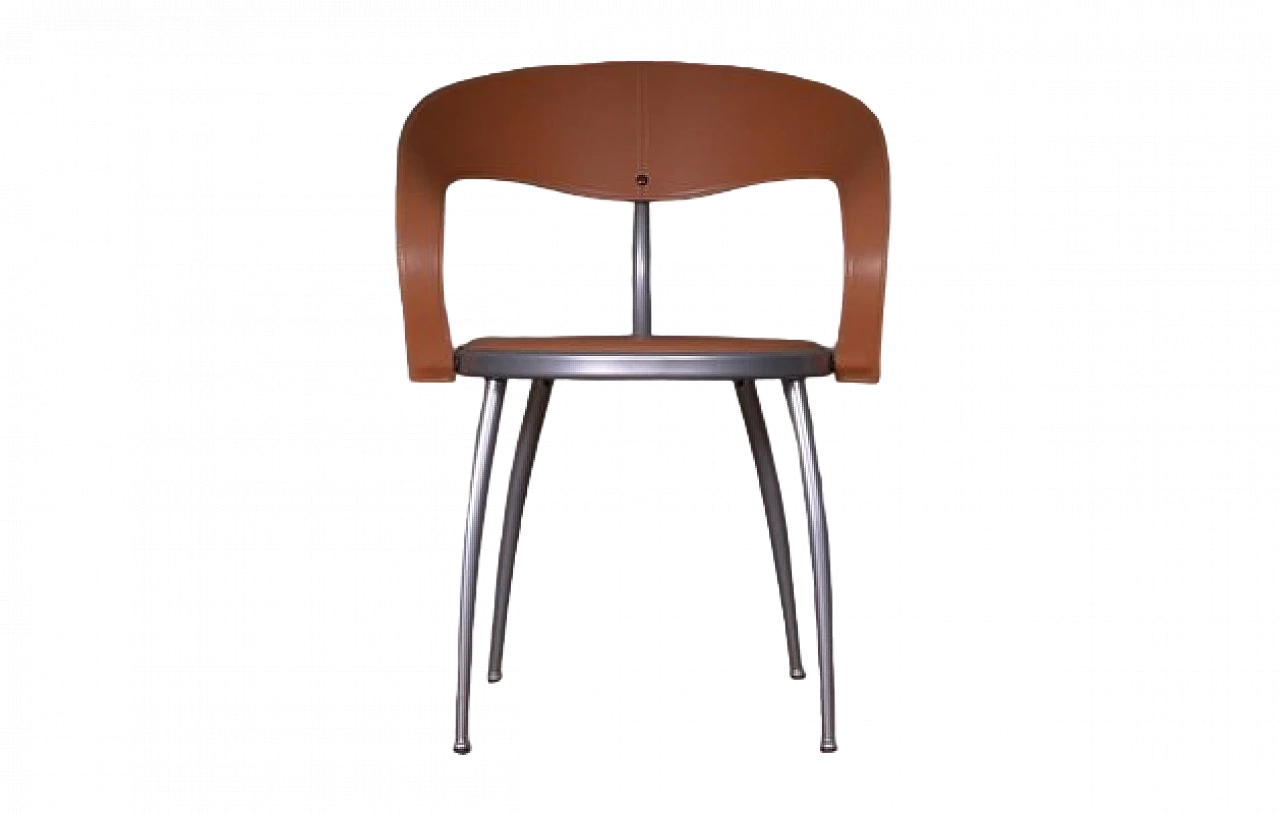 Armchair in metal and leather in the style of Calligaris, 1970s 5