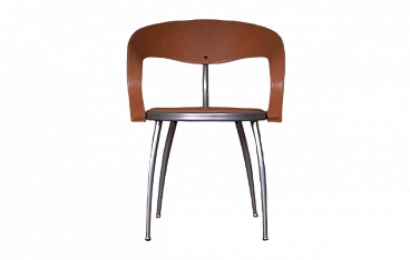 Armchair in metal and leather in the style of Calligaris, 1970s