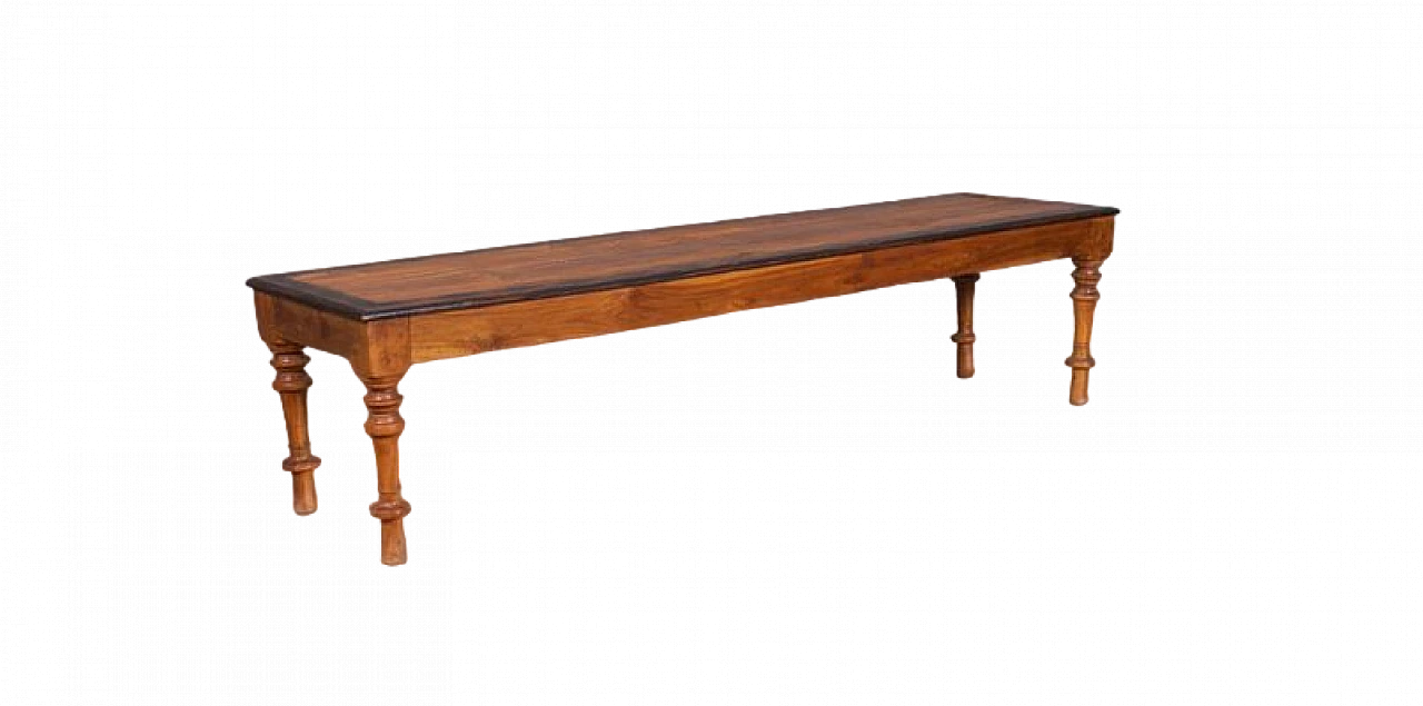 Rectangular oriental bench in solid wood, 1990s 6