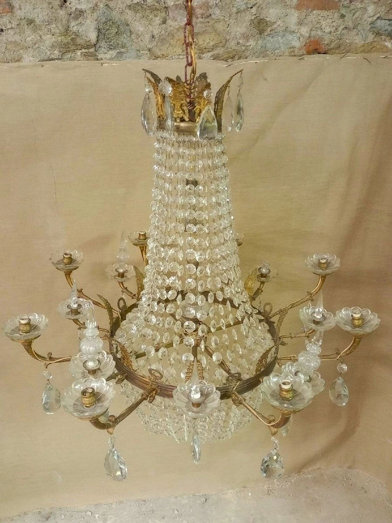 Empire bronze and crystal chandelier, 19th century 1