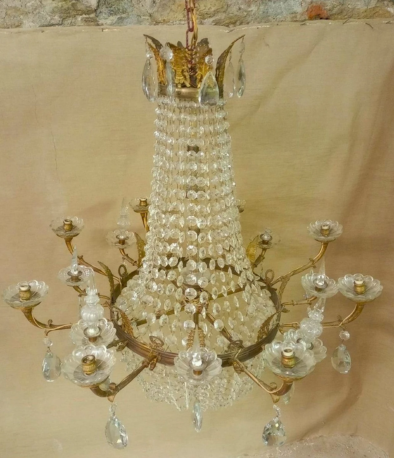 Empire bronze and crystal chandelier, 19th century 3