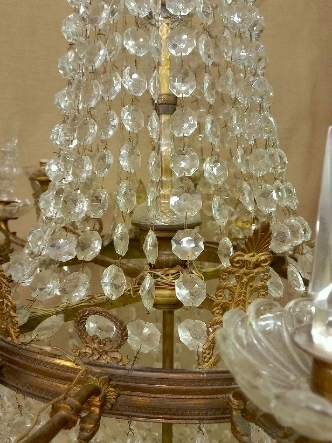 Empire bronze and crystal chandelier, 19th century 8