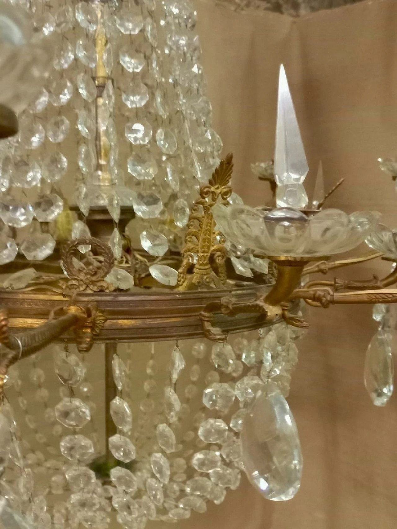 Empire bronze and crystal chandelier, 19th century 9