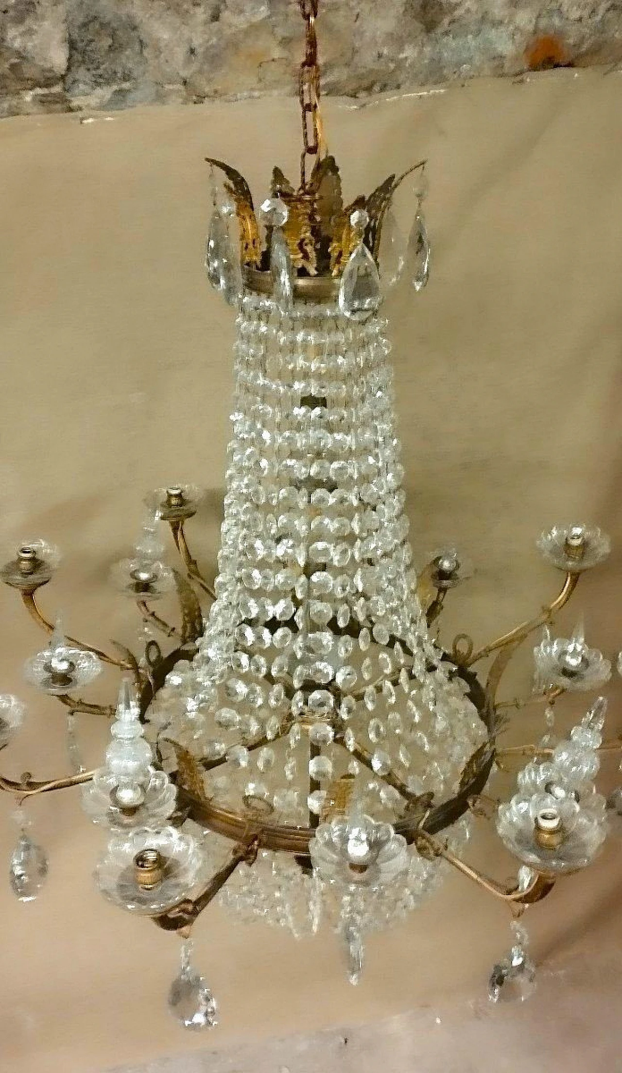 Empire bronze and crystal chandelier, 19th century 12