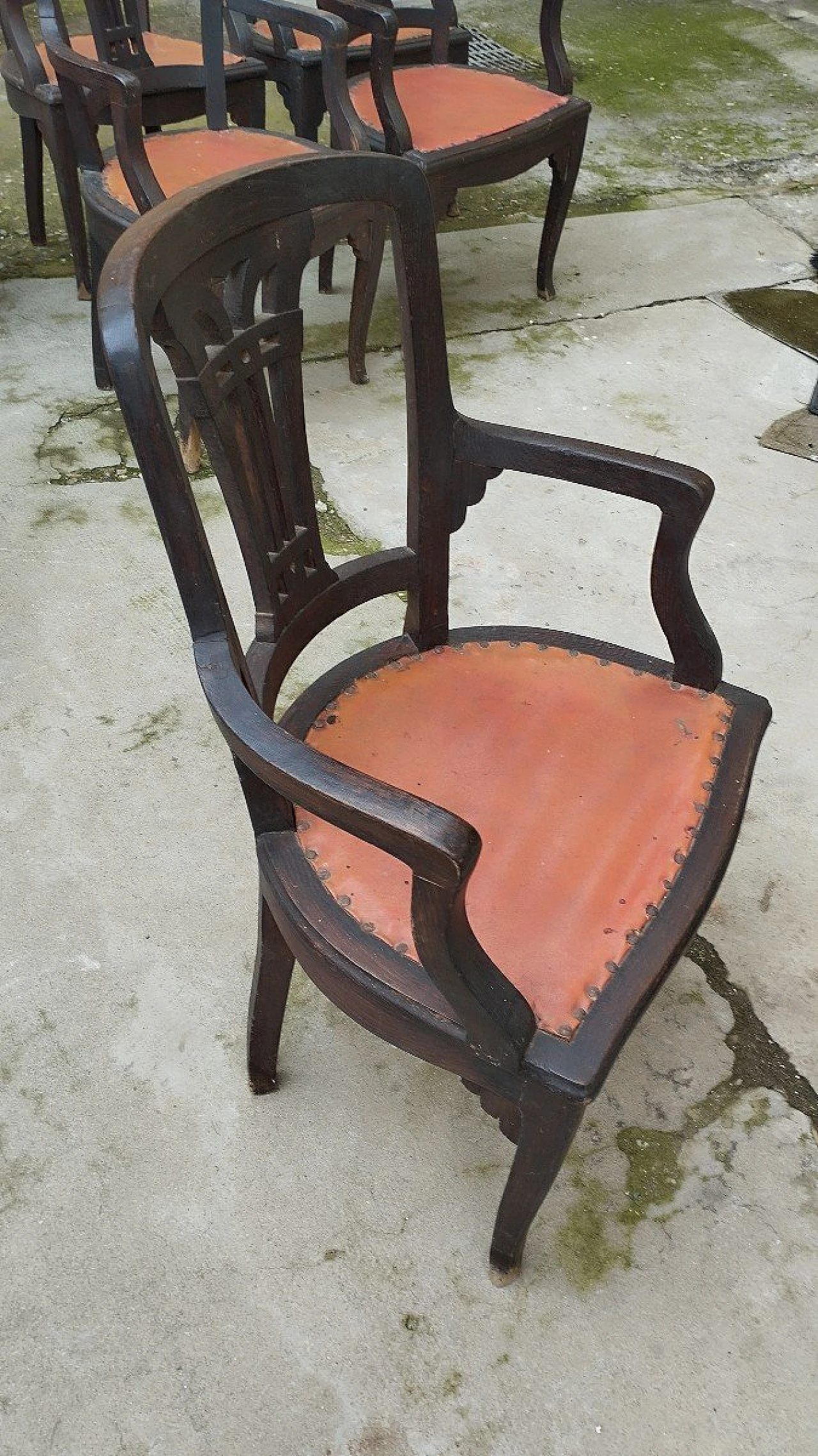 10 Armchairs in oak and fabric, 19th century 3