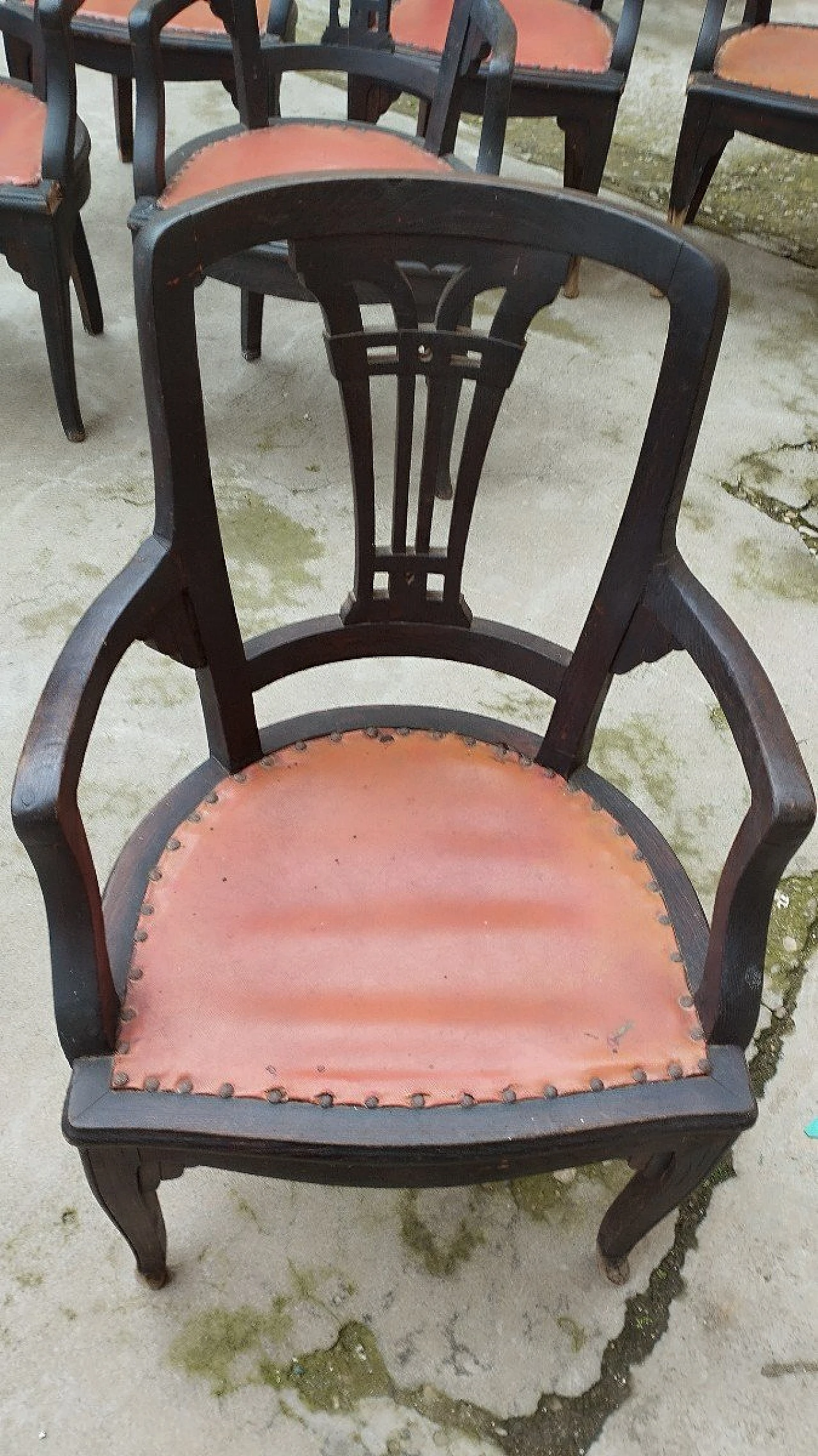 10 Armchairs in oak and fabric, 19th century 4