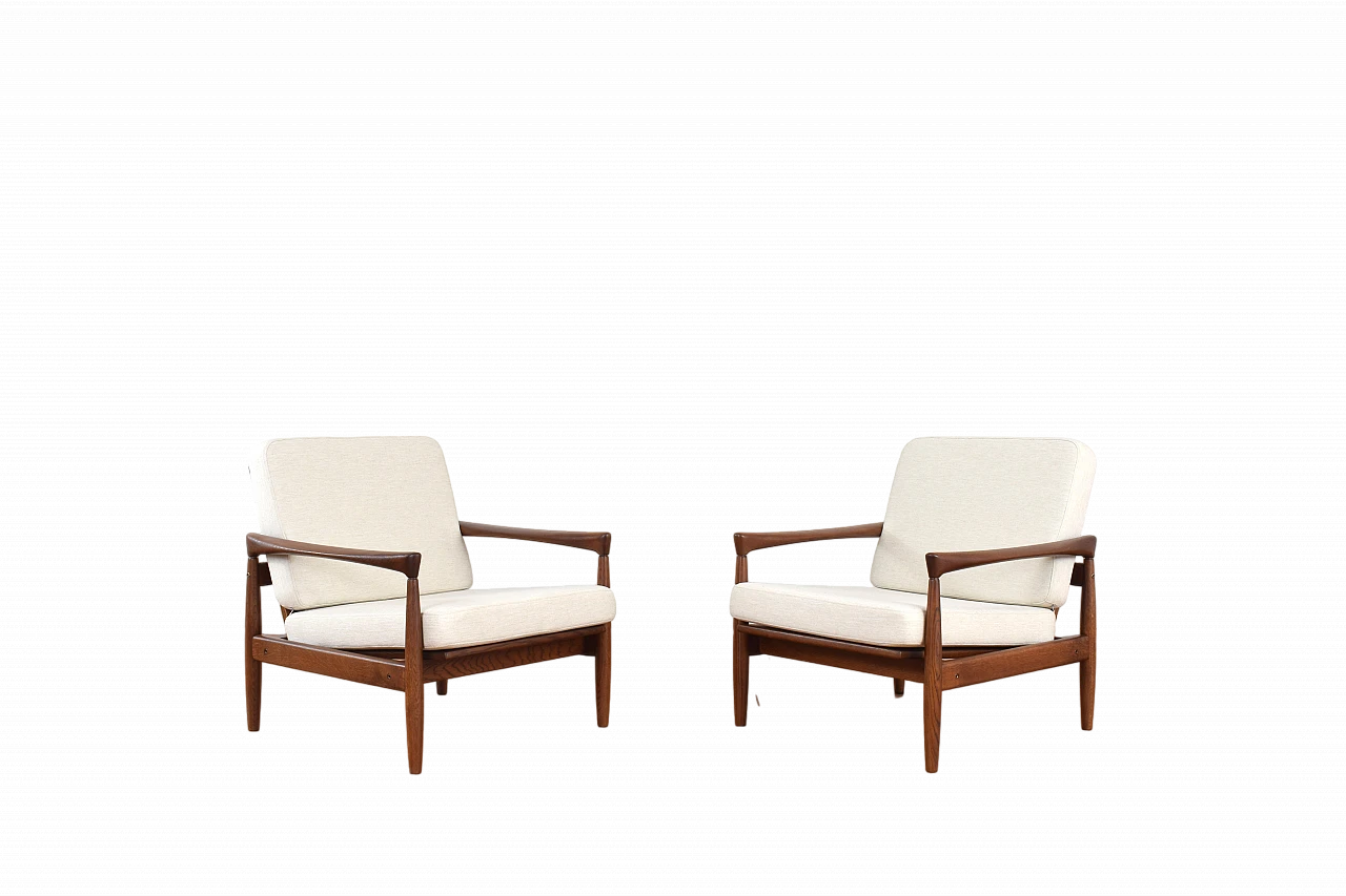 Pair of Kolding oak armchairs by Erik Wørts for Ikea, 1960s 14