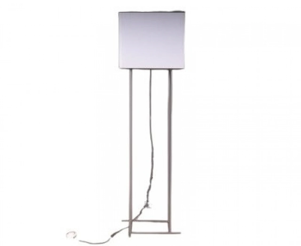 Floor lamp in aluminum & white fabric lampshade, 1980s 9