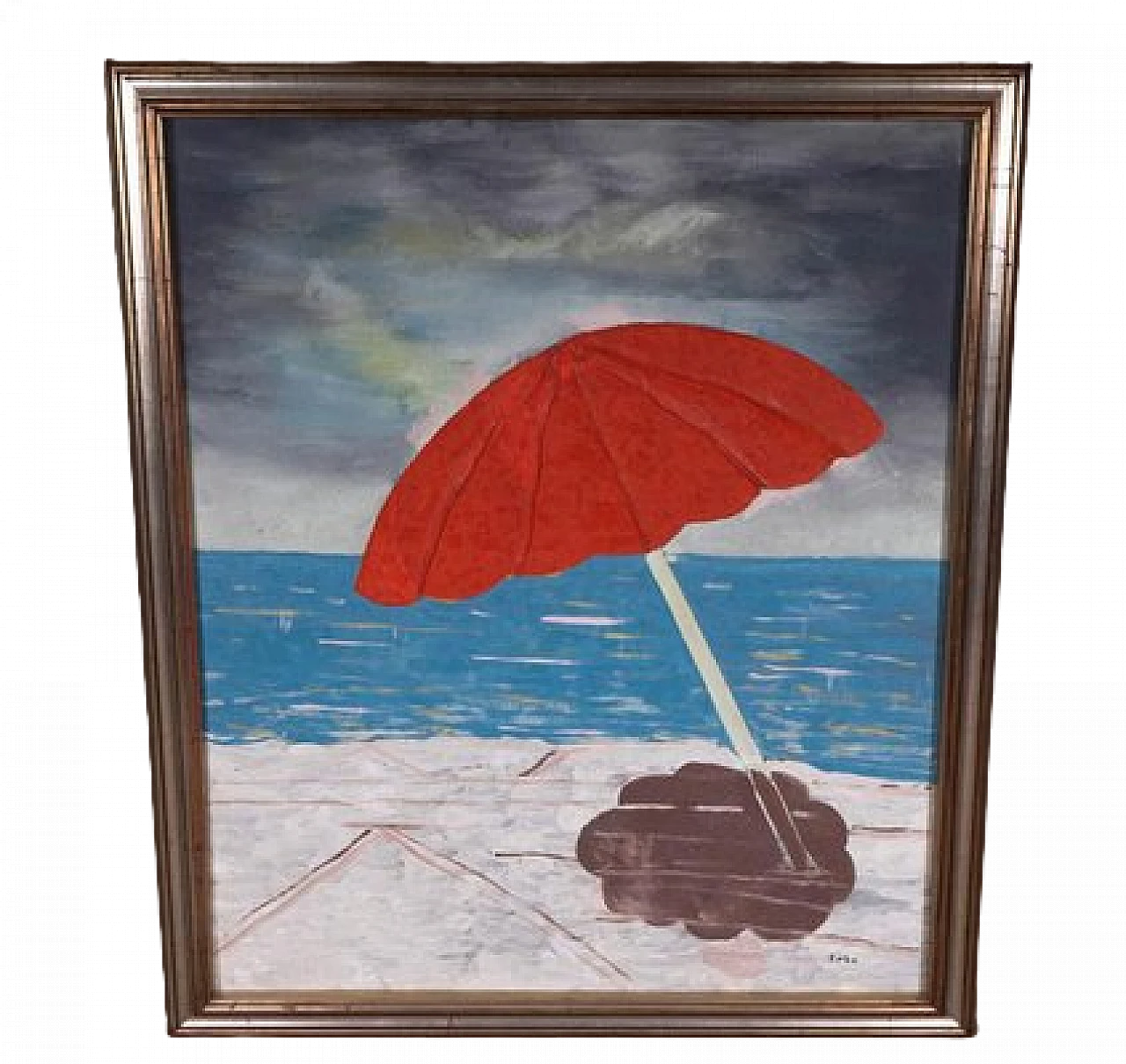 Beach scene, oil on canvas, 1950s 6