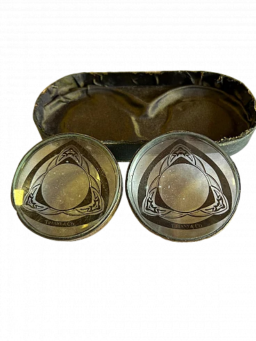 Coppia di lenti in vetro e bronzo di Tiffany, anni '30