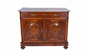 Wooden dresser with drawer, doors and marble top, 1930s