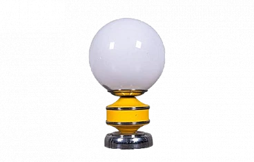 Spherical table lamp in chromed and yellow metal, 1970s