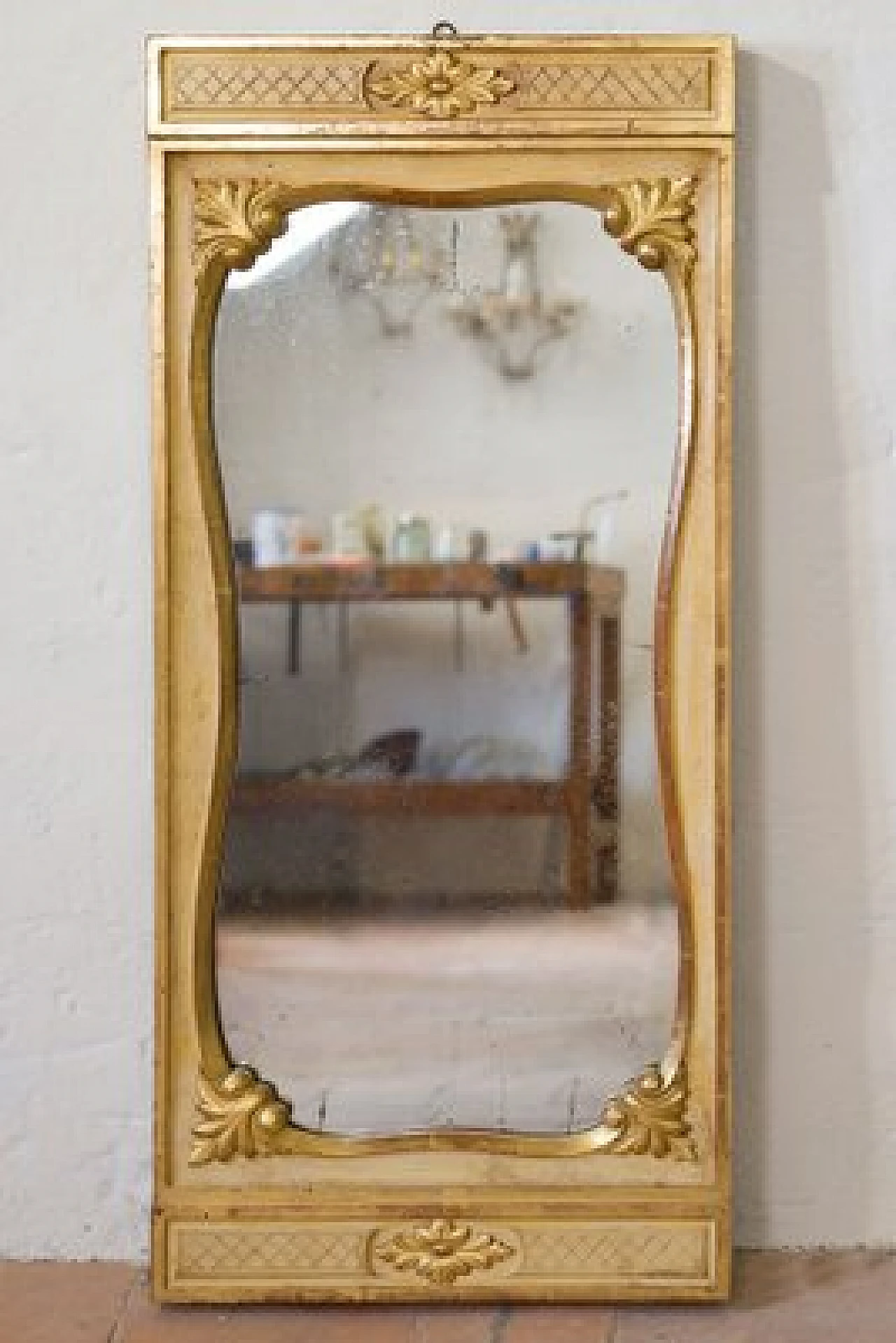 Art Nouveau gilded and lacquered wood mirror, early 20th century 1