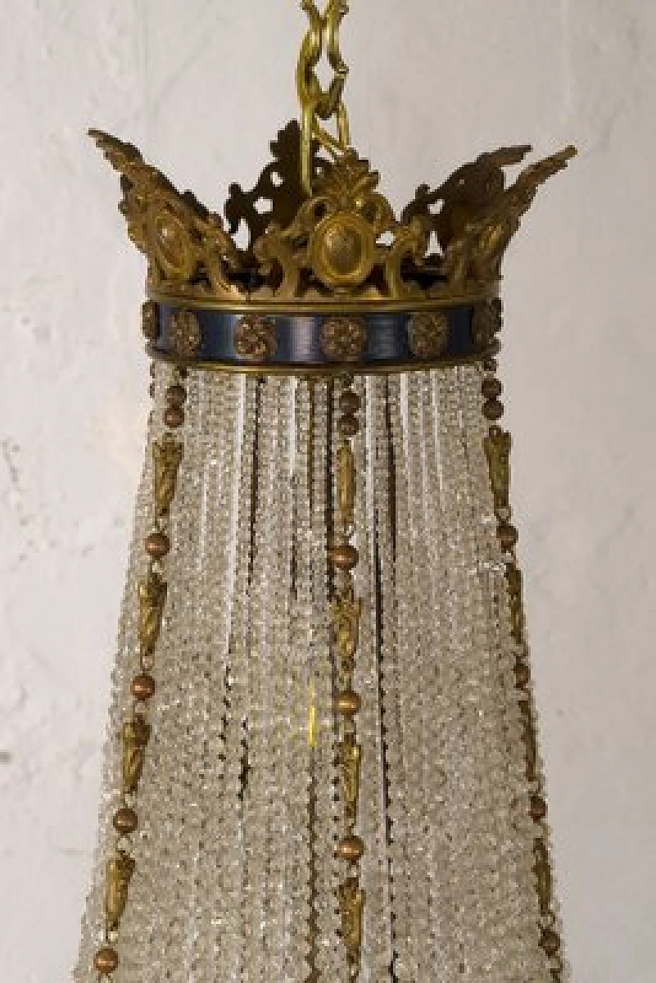 Empire style bronze and crystal chandelier, late 19th century 7